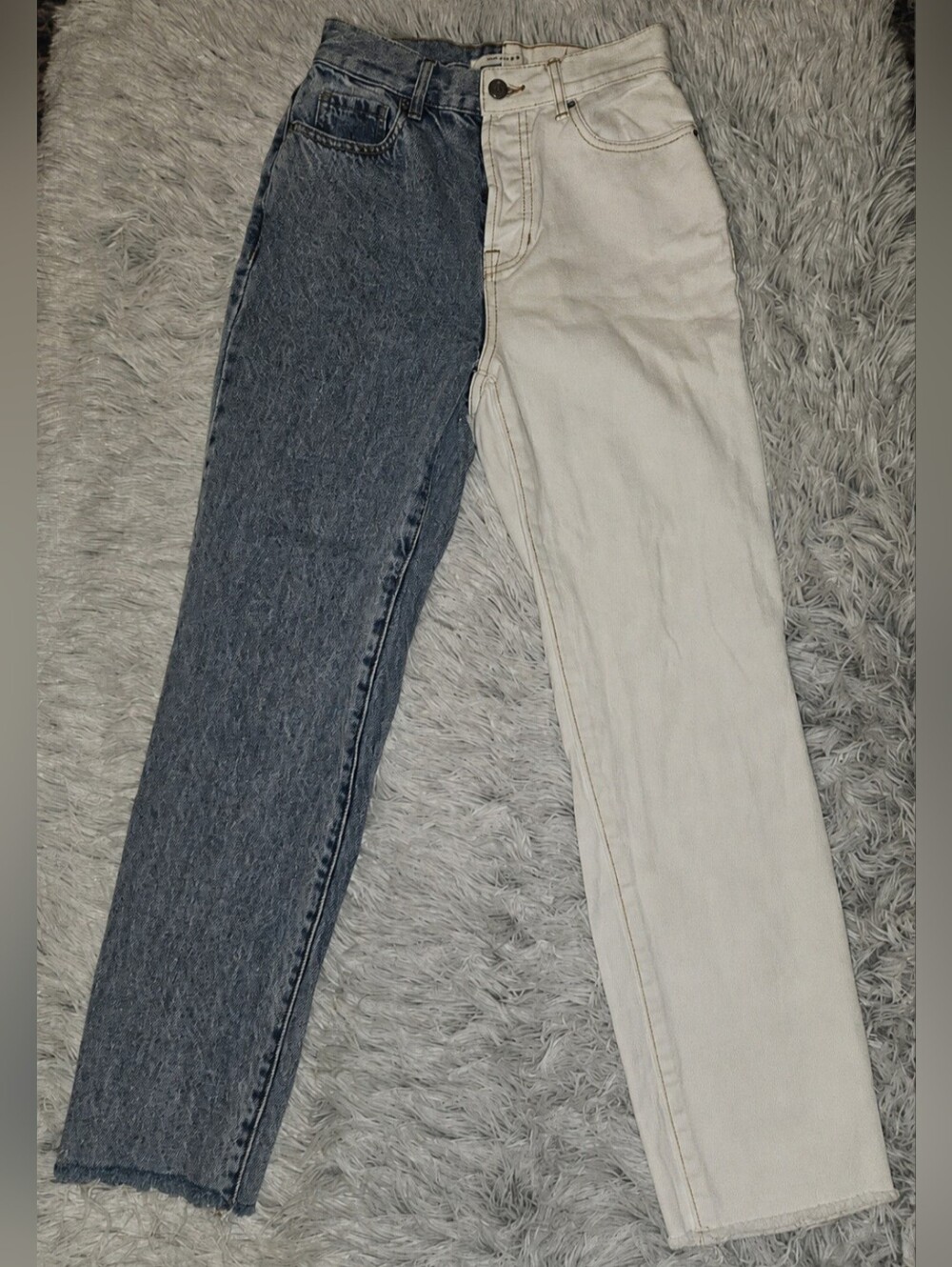 🧿PacSun Two-Tone Split High Rise Straight Leg Jeans Women's Size 24 Color Block